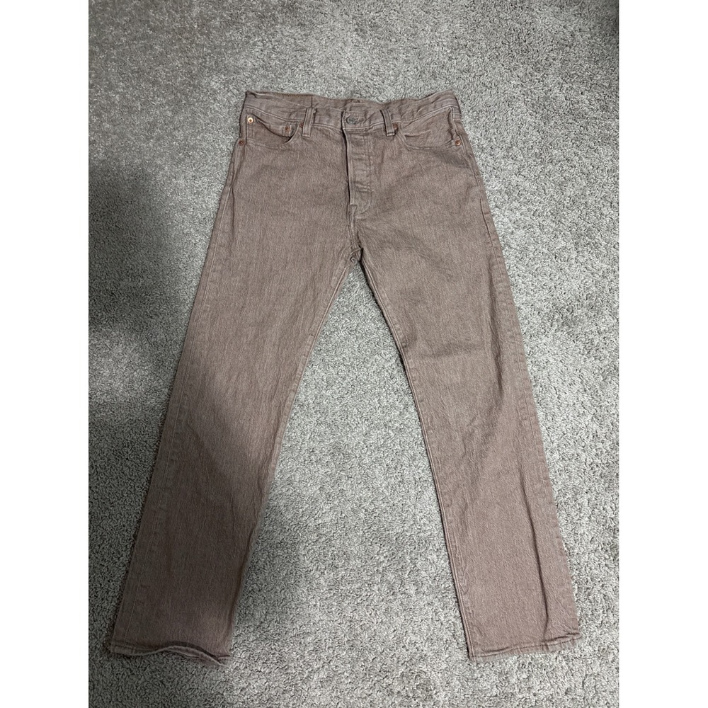 Levis 501 Original Fit Jeans Mens 32x30 Taupe Brown Button Fly